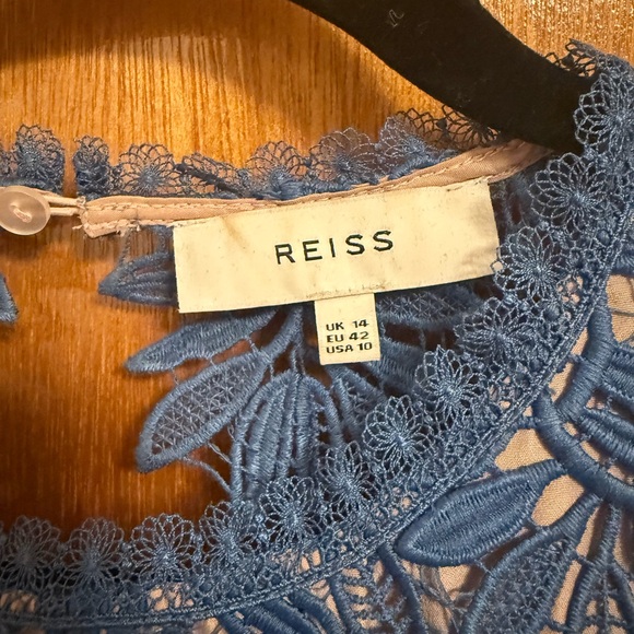 Reiss Maika Blue Floral Lace Open Back Dress Size 10 Cocktail Wedding Guest - Picture 12 of 14